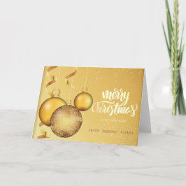 Tarjeta Festiva Elegantes Navidades de bolas de Navidades de oro