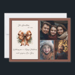 Tarjeta Festiva Elegantes Navidades de Bow Botánico Tres Foto<br><div class="desc">Esta tarjeta de 3 Navidades fotográficos presenta un elegante diseño de arco verde en un fondo neutro. Las mantas festivas en la parte trasera hacen que sean clásicas. Personalizar fácilmente esto utilizando la característica de personalización, </div>