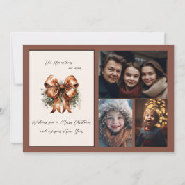 Tarjeta Festiva Elegantes Navidades de Bow Botánico Tres Foto