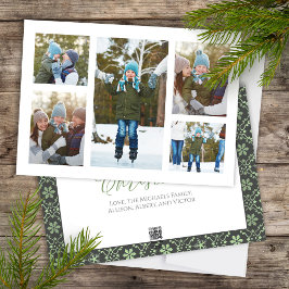 Tarjeta Festiva Elegantes Navidades de Collage de fotos Copos de n