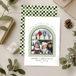 Tarjeta Festiva Elegantes Navidades de Collage de fotos de Arco Mo