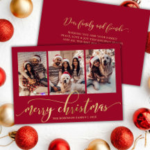 Elegantes Navidades de Collage de fotos Red Script