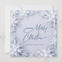 Tarjeta Festiva Elegantes Navidades de copos de nieve saludan