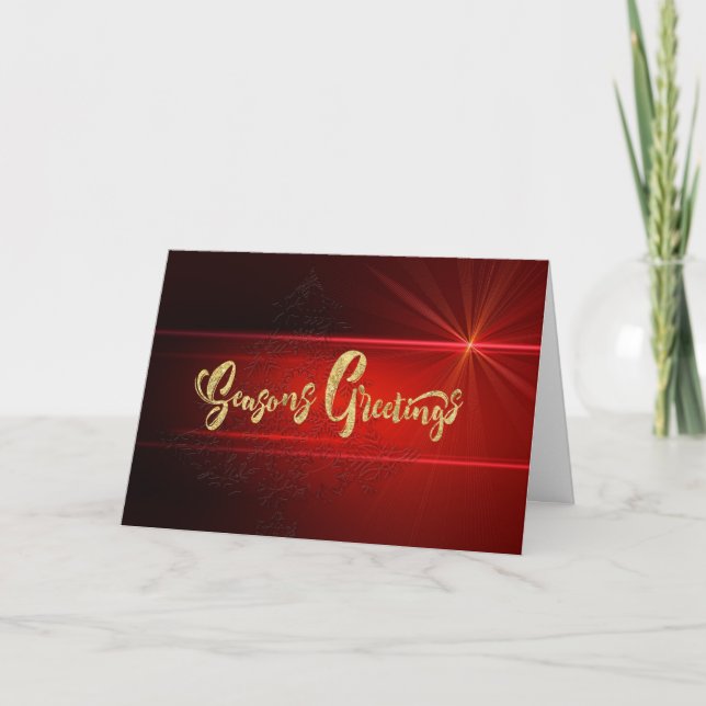 Tarjeta Festiva Elegantes Navidades de empresas Red and Gold (Anverso)