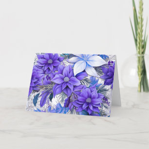 Tarjeta Festiva Elegantes Navidades de flores moradas inspirados e