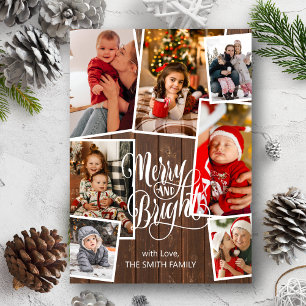 Tarjeta Festiva Elegantes Navidades de foto de Script Merry y Brig