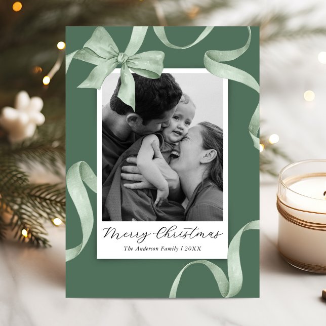 Tarjeta Festiva Elegantes Navidades de fotografía de arco verde (Subido por el creador)