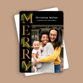 Tarjeta Festiva Elegantes Navidades de fotografía de Black Gold Me