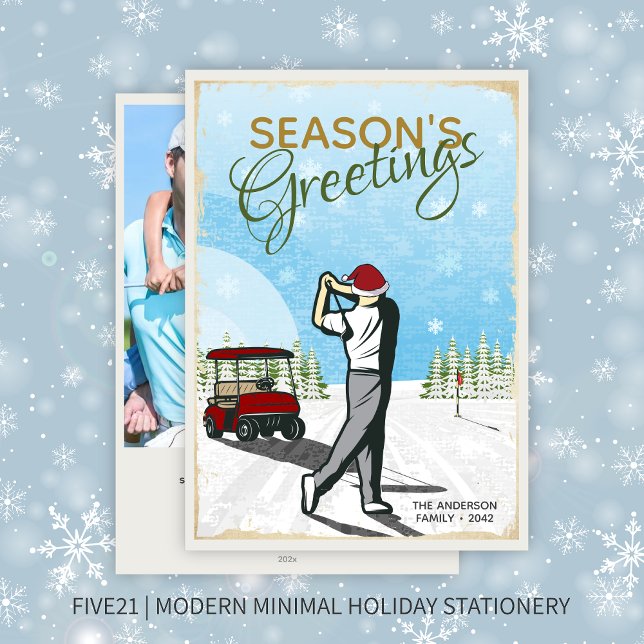 Tarjeta Festiva Elegantes Navidades de fotografía de golf inspirad (Subido por el creador)