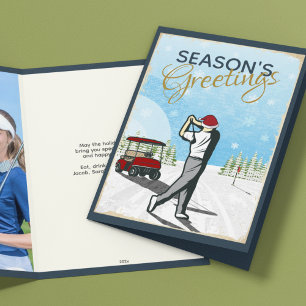 Tarjeta Festiva Elegantes Navidades de fotografía de golf inspirad