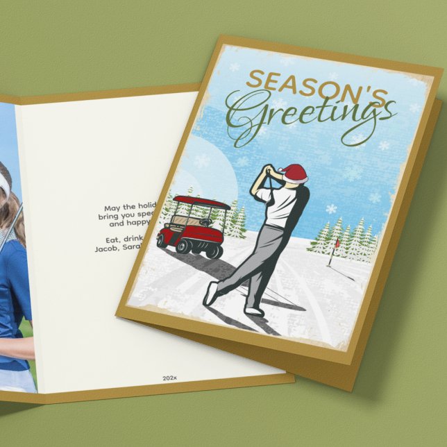 Tarjeta Festiva Elegantes Navidades de fotografía de golf inspirad (Subido por el creador)