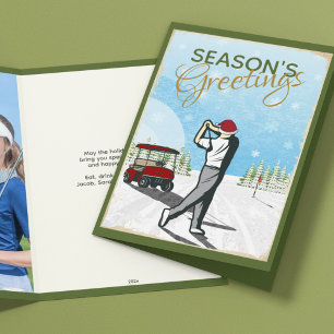 Tarjeta Festiva Elegantes Navidades de fotografía de golf inspirad