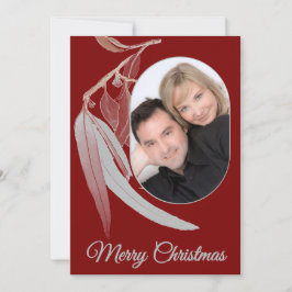 Tarjeta Festiva Elegantes Navidades de fotografía de hoja de eucal