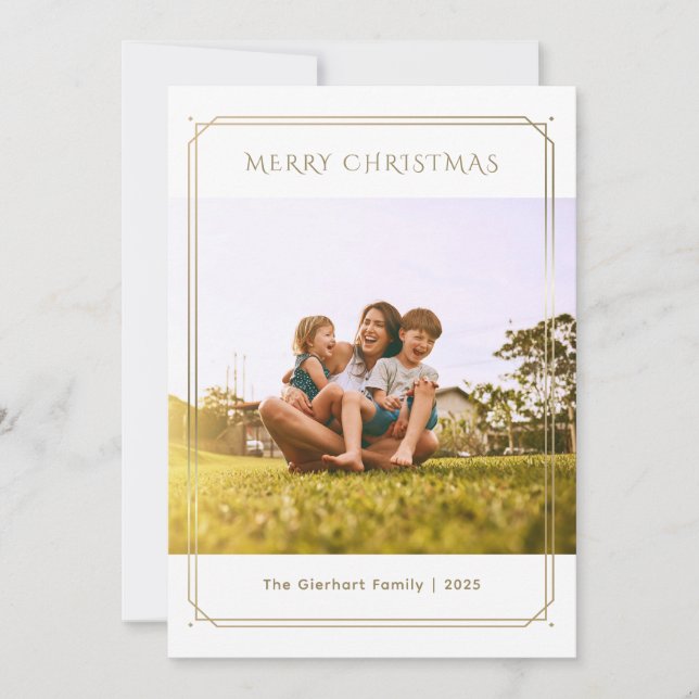 Tarjeta Festiva Elegantes Navidades de fotografía de la familia Pl (Anverso)
