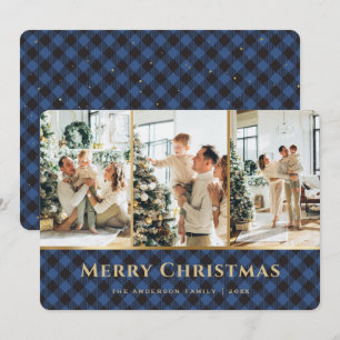 Tarjeta Festiva Elegantes Navidades de fotografía de la planta azu