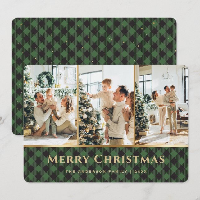 Tarjeta Festiva Elegantes Navidades de fotografía de la planta de  (Anverso / Reverso)