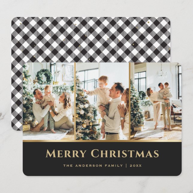 Tarjeta Festiva Elegantes Navidades de fotografía de la planta de  (Anverso / Reverso)