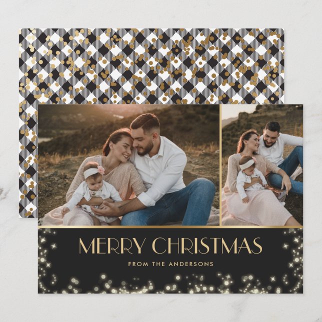 Tarjeta Festiva Elegantes Navidades de fotografía de la Planta de  (Anverso / Reverso)