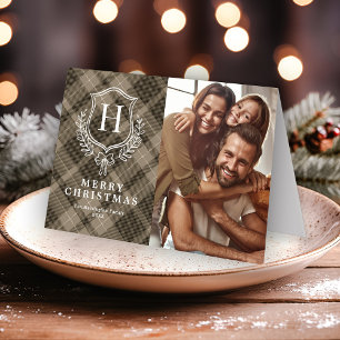 Tarjeta Festiva Elegantes Navidades de fotografía de monograma sór
