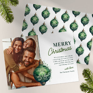 Tarjeta Festiva Elegantes Navidades de fotografía de ornamentos ve