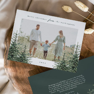 Tarjeta Festiva Elegantes Navidades de fotografía de pino pintado 