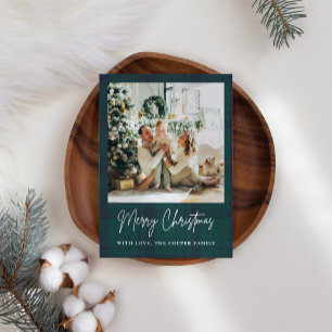 Tarjeta Festiva Elegantes Navidades de fotografía de plástico de é