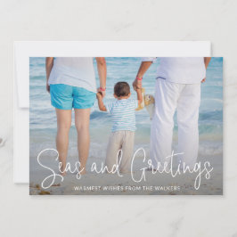 Tarjeta Festiva Elegantes Navidades de fotografía de playas de mar