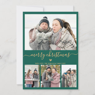 Tarjeta Festiva Elegantes Navidades de fotografía del Oro Verde Mi