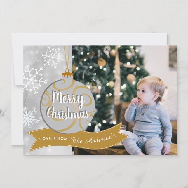 Tarjeta Festiva Elegantes Navidades de fotografía en baudible de o (Anverso)