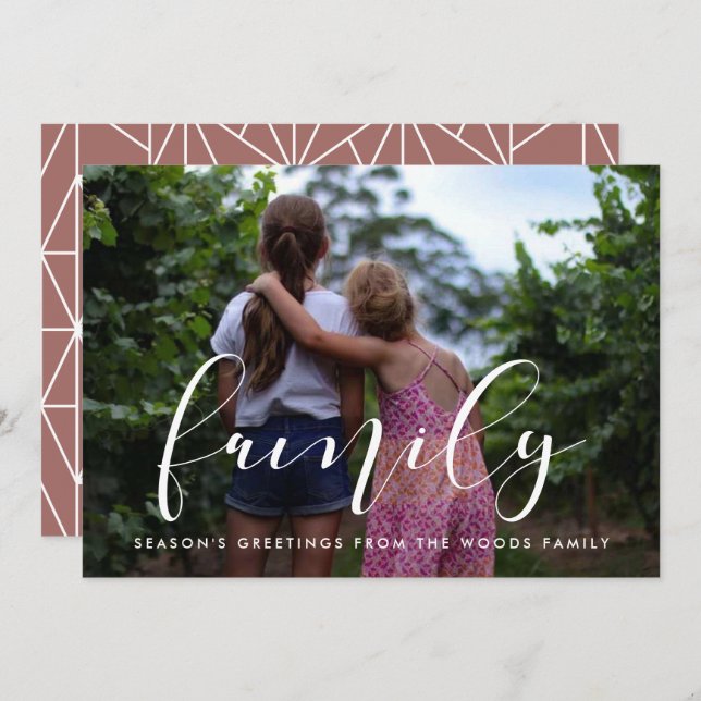 Tarjeta Festiva Elegantes Navidades de fotografía familiares (Anverso / Reverso)