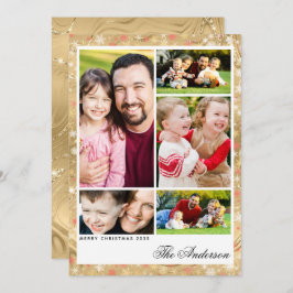 Tarjeta Festiva Elegantes Navidades de fotografía Gold Five