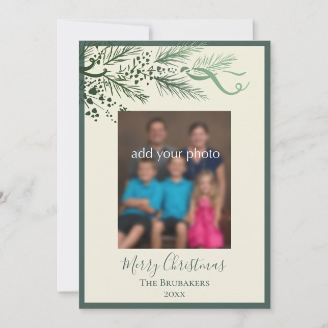 Tarjeta Festiva Elegantes Navidades de fotografía John 3:16 (Anverso)