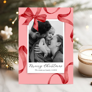 Tarjeta Festiva Elegantes Navidades de fotografía rosados de vaca