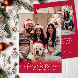 Tarjeta Festiva Elegantes Navidades de fotografías en rojo y blanc