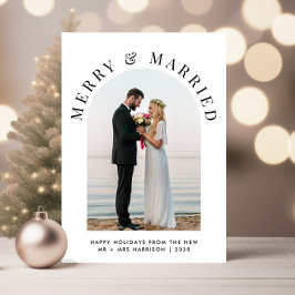 Tarjeta Festiva Elegantes Navidades De Fotos Casados Y Arcos De Me
