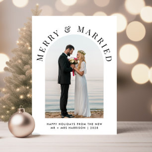 Tarjeta Festiva Elegantes Navidades De Fotos Casados Y Arcos De Me