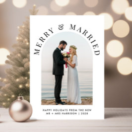 Tarjeta Festiva Elegantes Navidades De Fotos Casados Y Arcos De Me