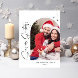 Tarjeta Festiva Elegantes Navidades de FOTOS sencillamente saludan