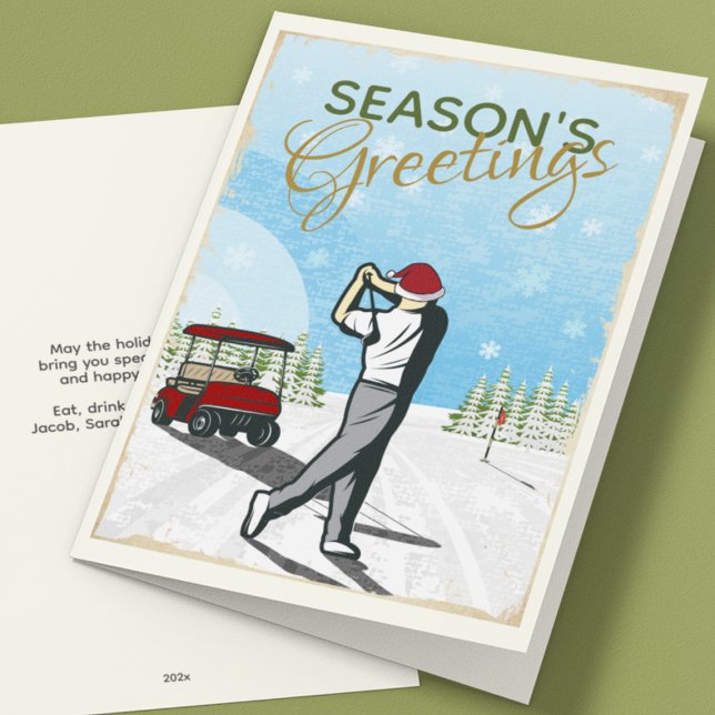 Tarjeta Festiva Elegantes Navidades de golf inspirados en la época (Subido por el creador)