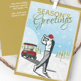 Tarjeta Festiva Elegantes Navidades de golf inspirados en la época