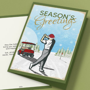 Tarjeta Festiva Elegantes Navidades de golf inspirados en la época