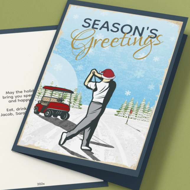 Tarjeta Festiva Elegantes Navidades de golf inspirados en la época (Subido por el creador)