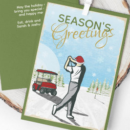 Tarjeta Festiva Elegantes Navidades de golf inspirados en la época