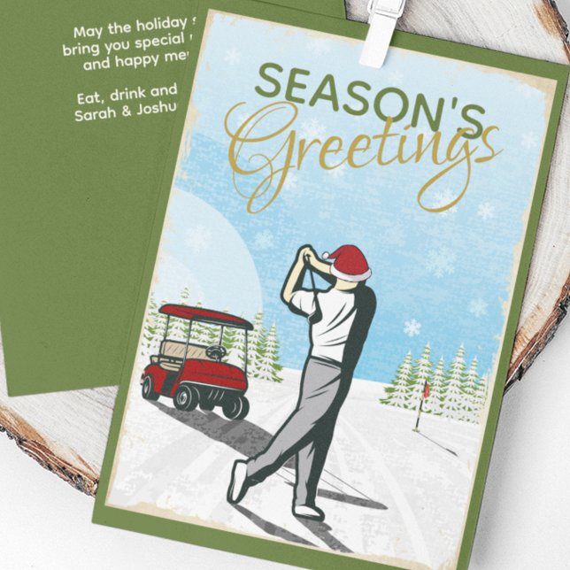 Tarjeta Festiva Elegantes Navidades de golf inspirados en la época (Subido por el creador)