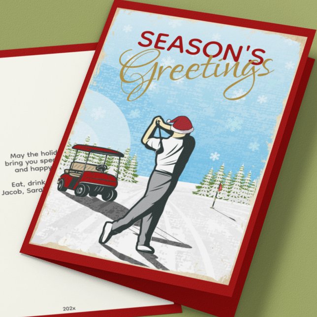 Tarjeta Festiva Elegantes Navidades de golf inspirados en la época (Subido por el creador)