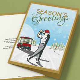Tarjeta Festiva Elegantes Navidades de golf inspirados en la época