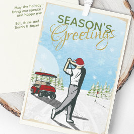 Tarjeta Festiva Elegantes Navidades de golf inspirados en la época
