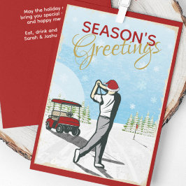 Tarjeta Festiva Elegantes Navidades de golf inspirados en la época