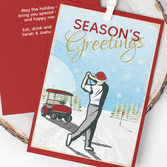 Tarjeta Festiva Elegantes Navidades de golf inspirados en la época (Subido por el creador)