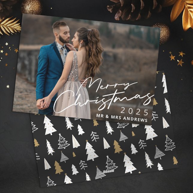 Tarjeta Festiva Elegantes Navidades de guión casados foto de parej (Subido por el creador)